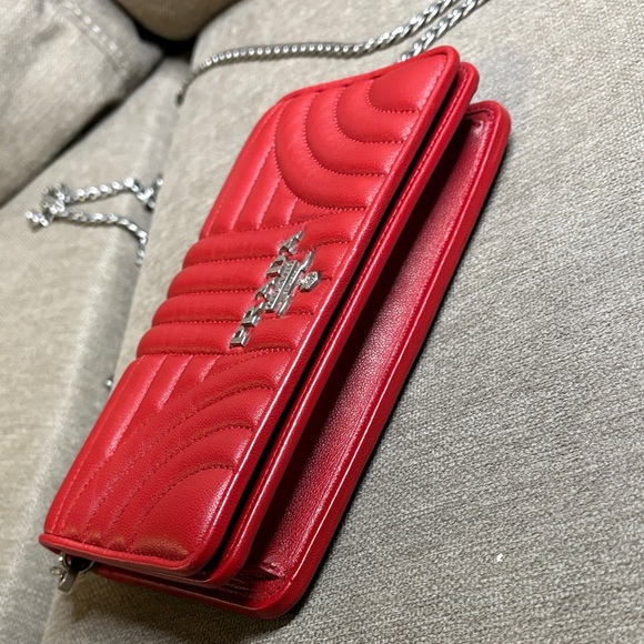 Prada Red Leather Diagram Wallet on Chain - Picture 7 of 9